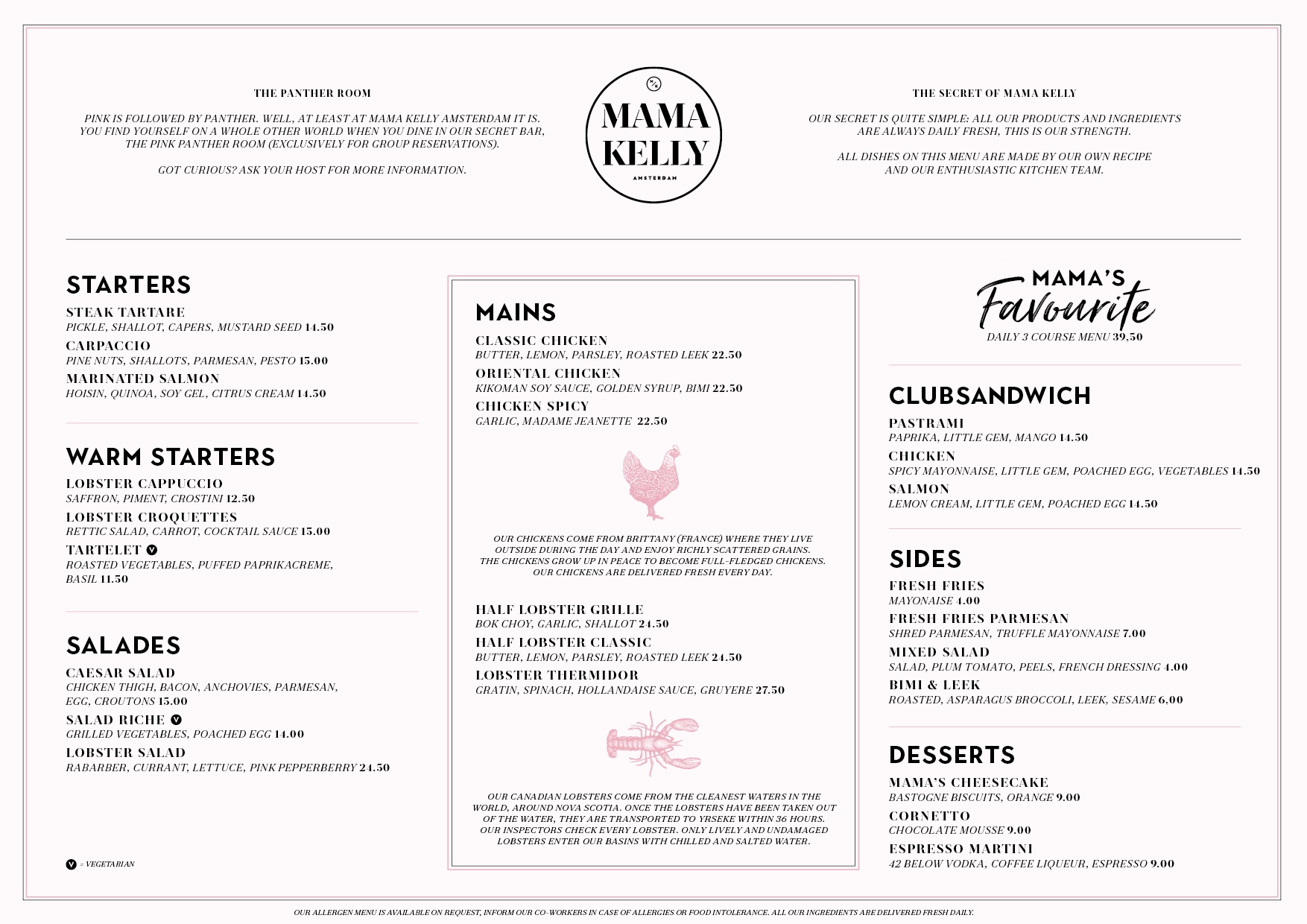 MaMa Kelly Amsterdam Menu 1