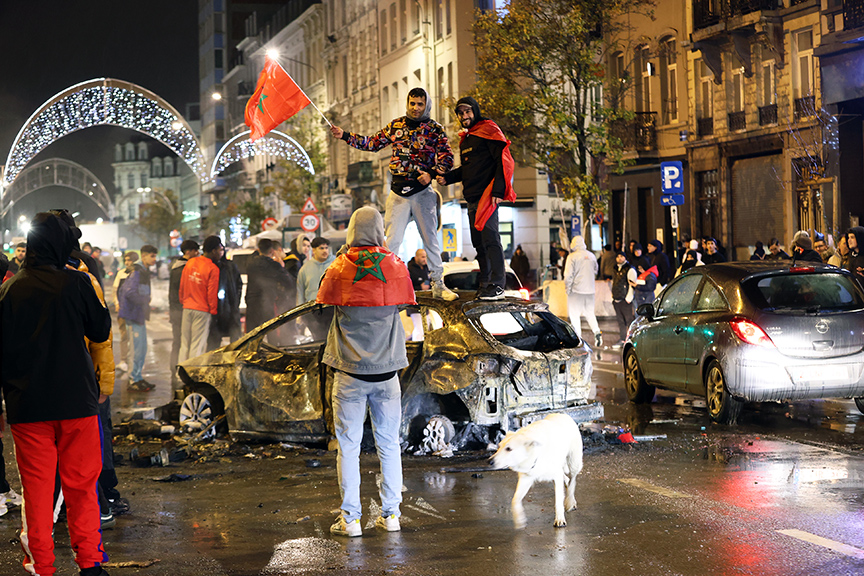 VIDEO Events broke out at celebrations in Brussels and the Netherlands after Morocco beat Belgium
