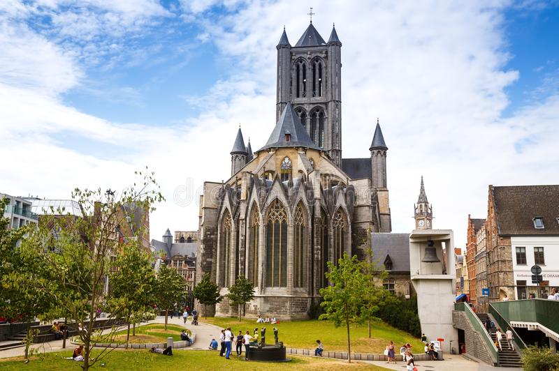 ghent belgium august view saint nicholas church people historical medieval city saint nicholas church 126710180