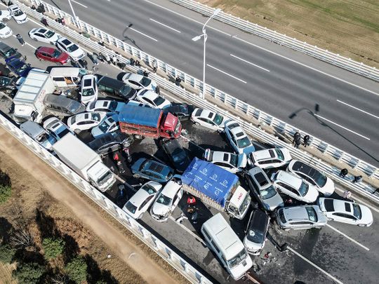 200 cars collided on Chinese highway