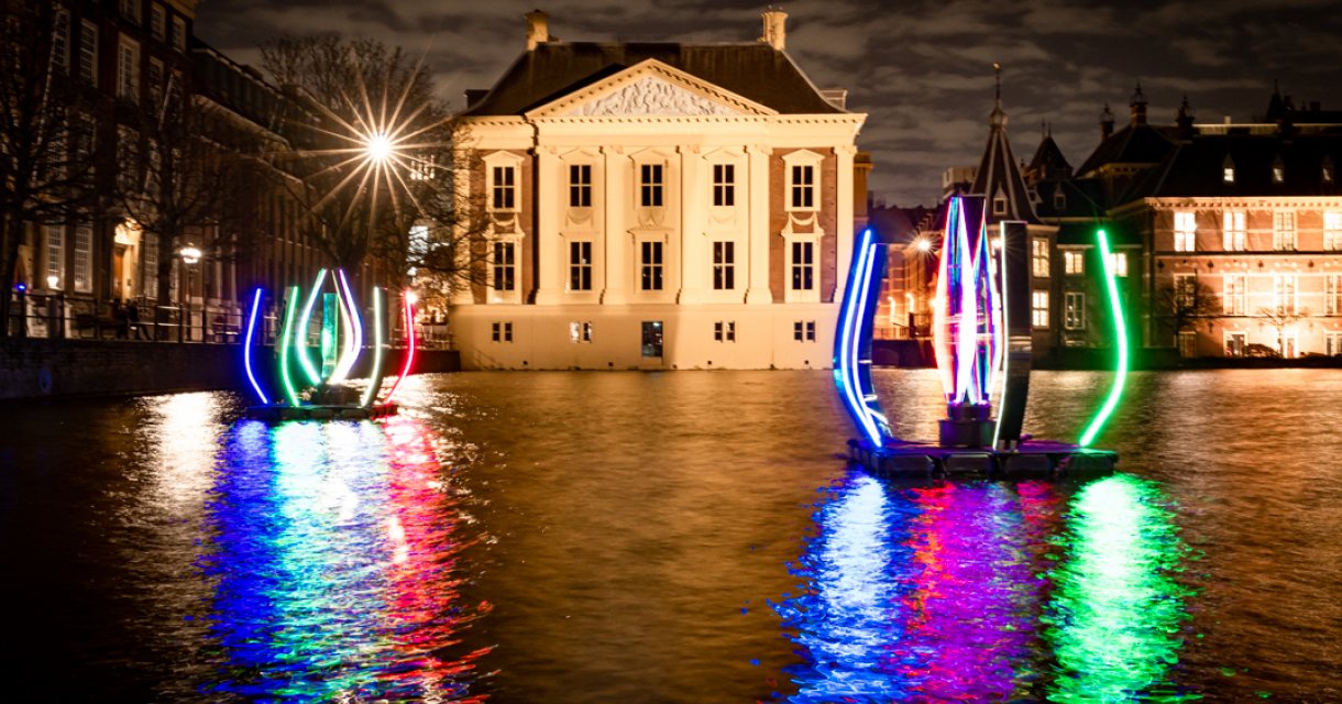 The light festival in Den Haag Netherlands created colorful images