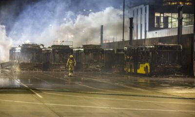 Many buses burned to ashes in a fire at the bus park in Utrecht