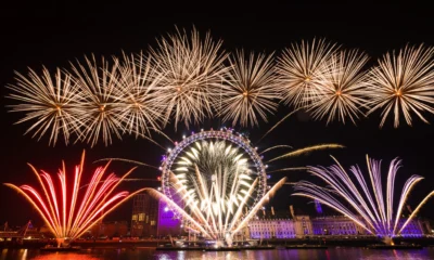VIDEO Fireworks show around London Eye and River Thames on New Years in London