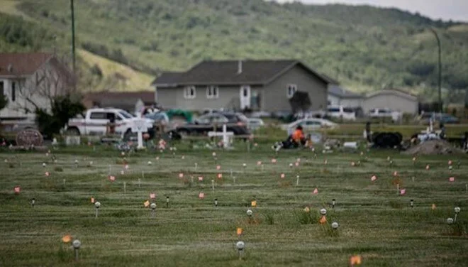 17 graves were found in the garden of a church school in Canada