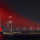 Erasmus bridge and Euromast tower in Rotterdam took on the colors of the Turkish flag