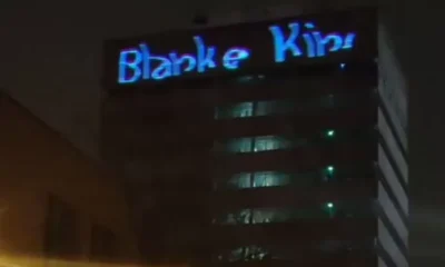 Racist texts projected on Eindhoven town hall in the Netherlands