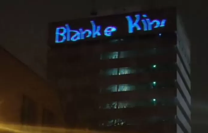 Racist texts projected on Eindhoven town hall in the Netherlands