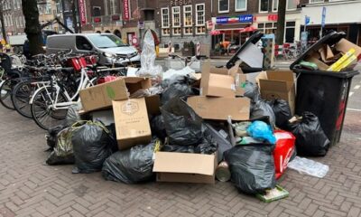 The streets are filled with garbage heaps due to the cleaning workers strike in the Netherlands