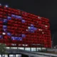 Turkish flag silhouette projected on city hall in Tel Aviv