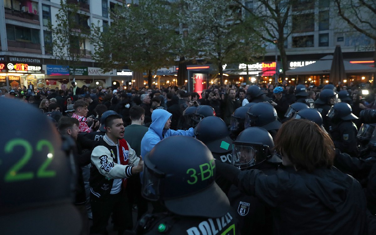 A brawl broke out at the May 1 demonstration in Germany