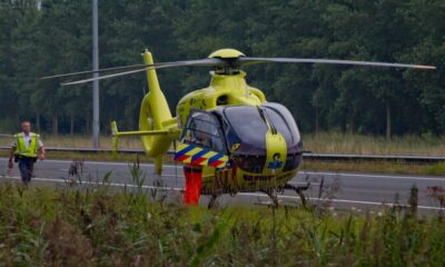 Accident with injury on A6 in Almere trauma helicopter alerted
